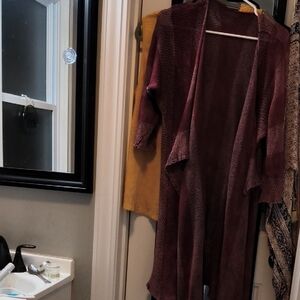 Burgundy Open Front Cardigan